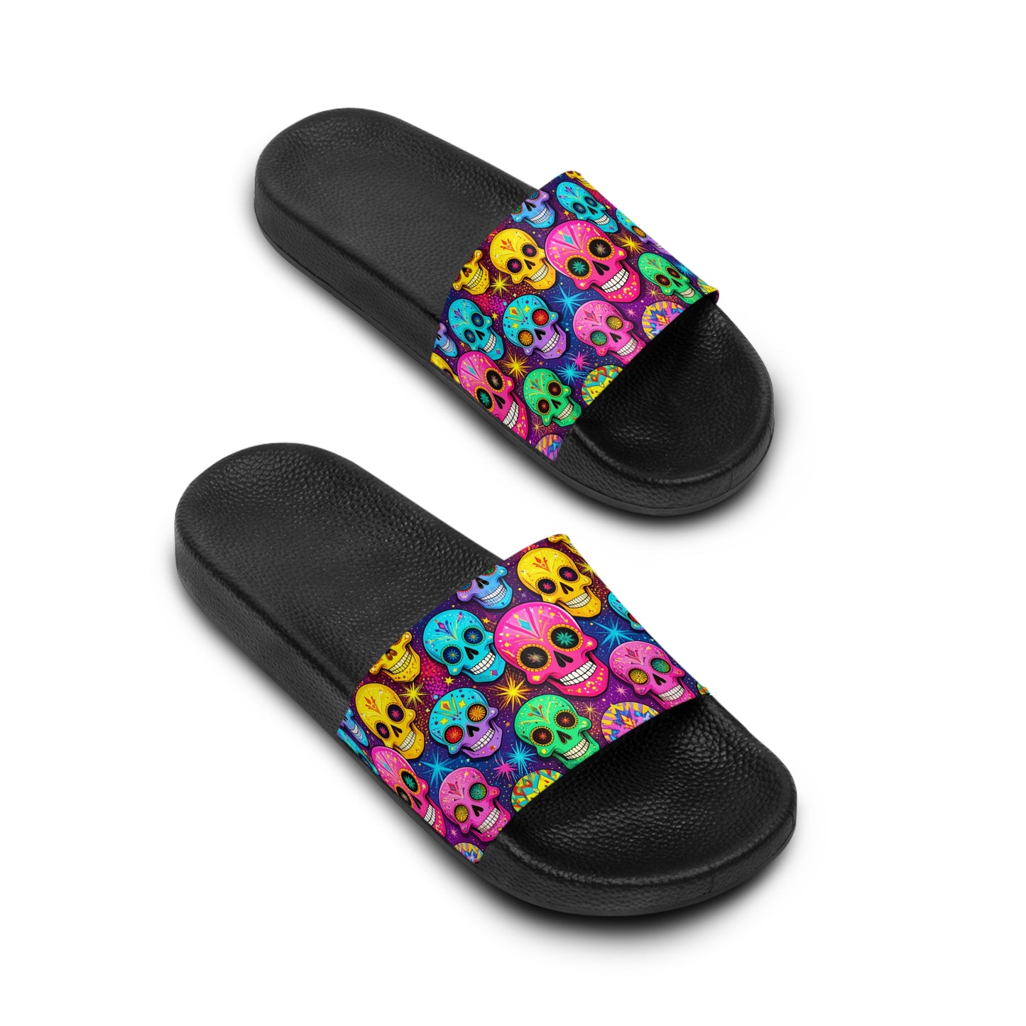 Vibrant Sugar Skulls - Women's Slide Sandals
