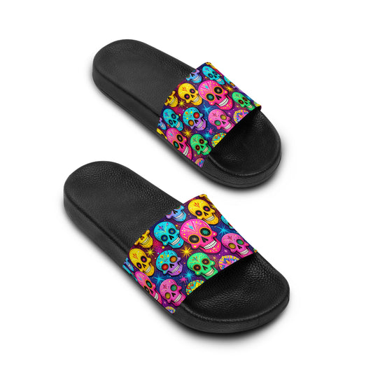 Vibrant Sugar Skulls - Women's Slide Sandals