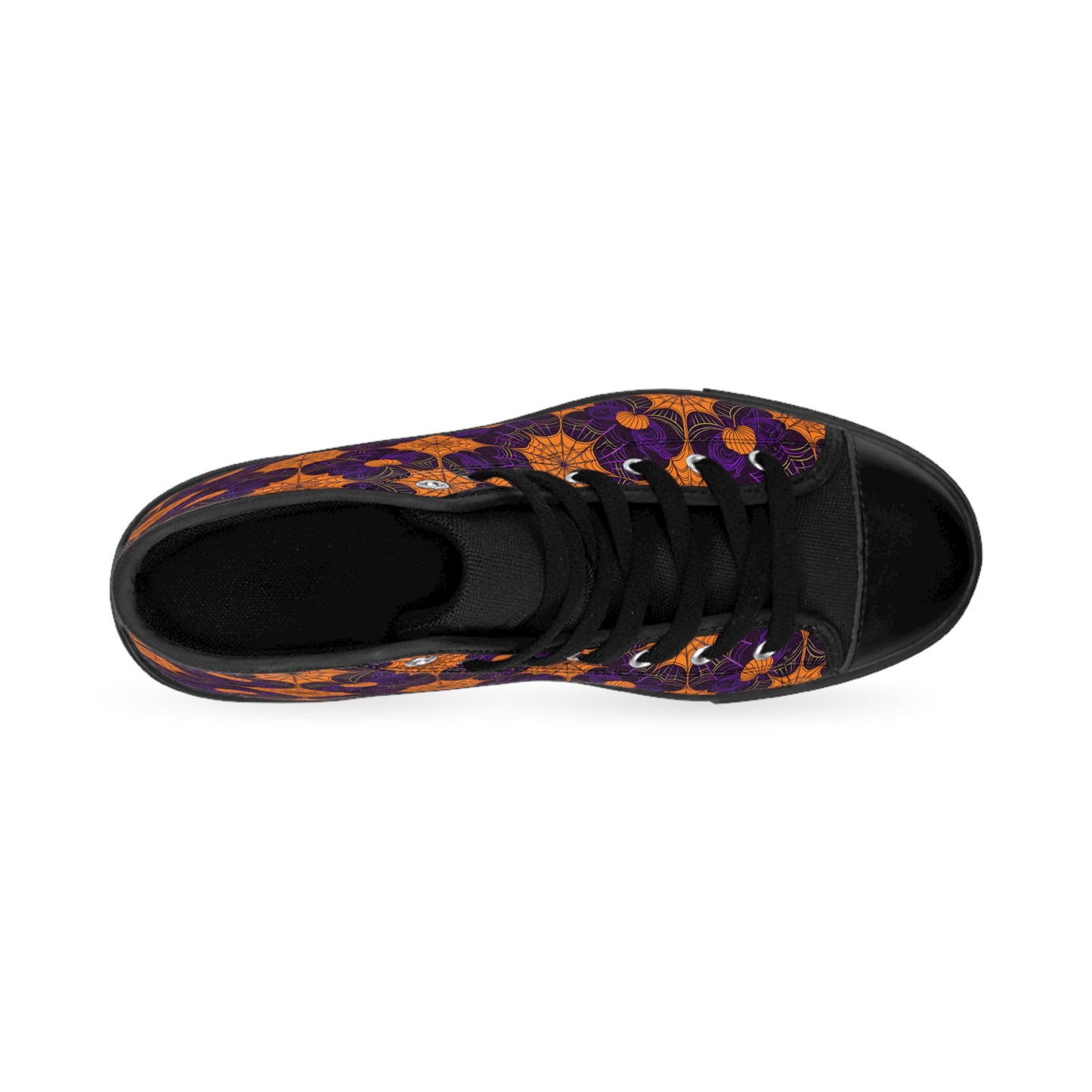 Orange and Purple Spiderwebs- Women's Classic High Top Sneakers