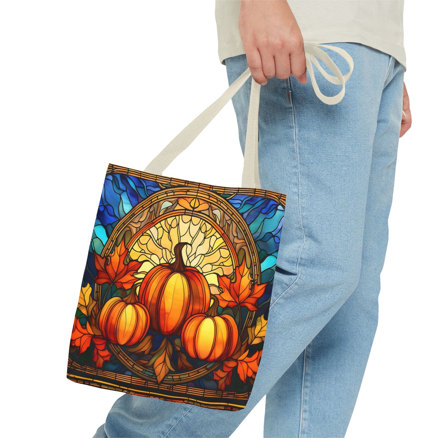Stained Glass Style Pumpkins Tote Bag