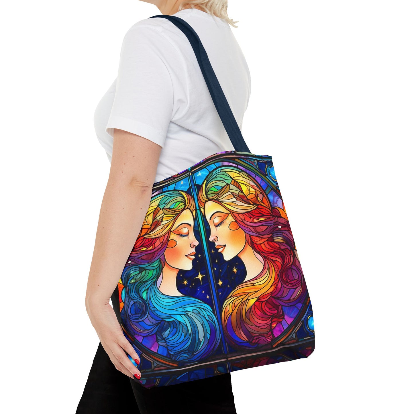 Gemini Twins Stained Glass Style Tote Bag (All Over Print)