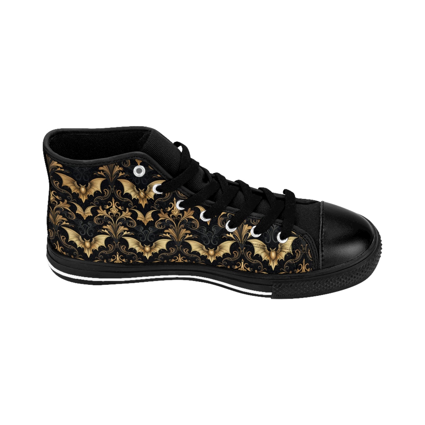 Damask Black and Gold Bats - Men's Classic High Top Sneakers