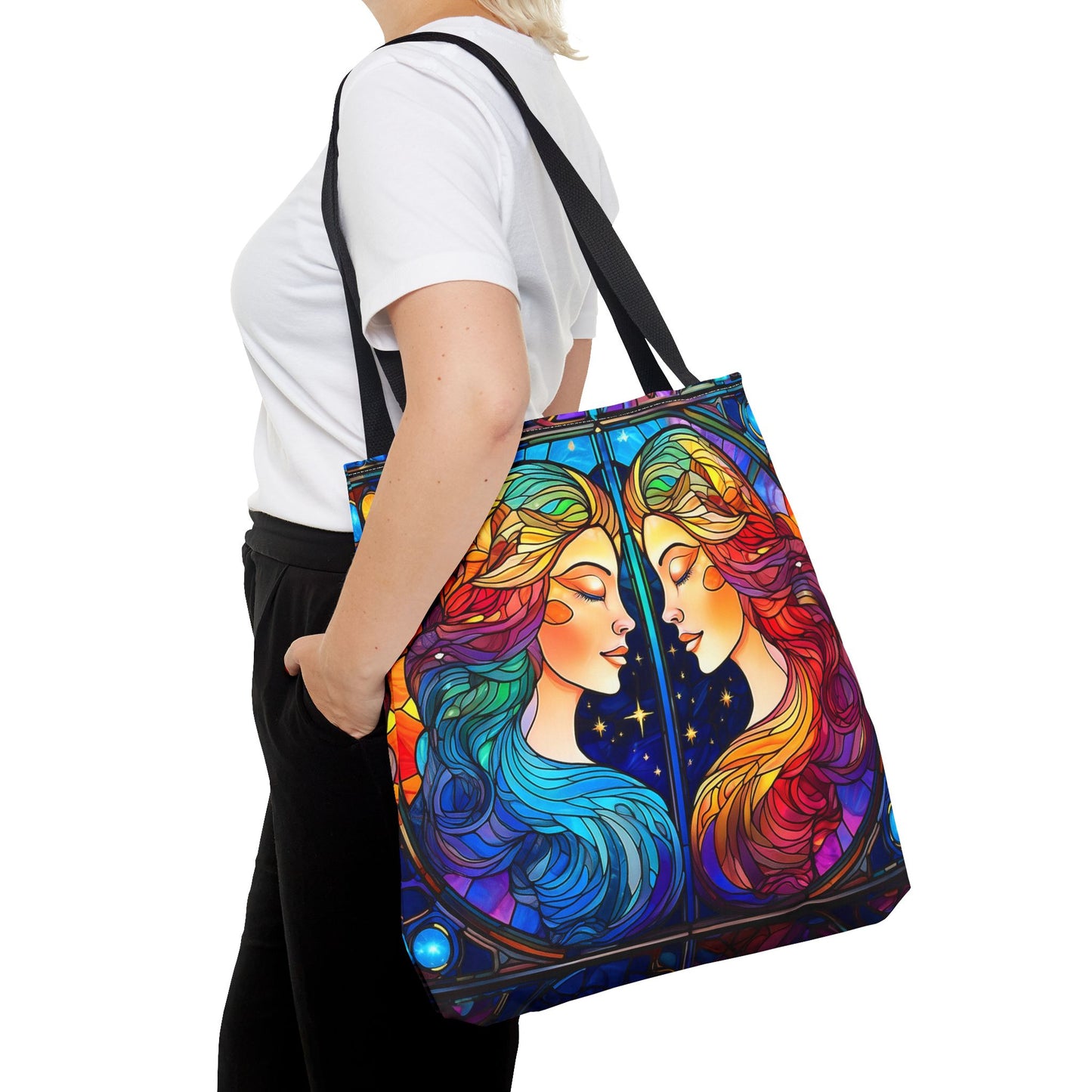 Gemini Twins Stained Glass Style Tote Bag (All Over Print)