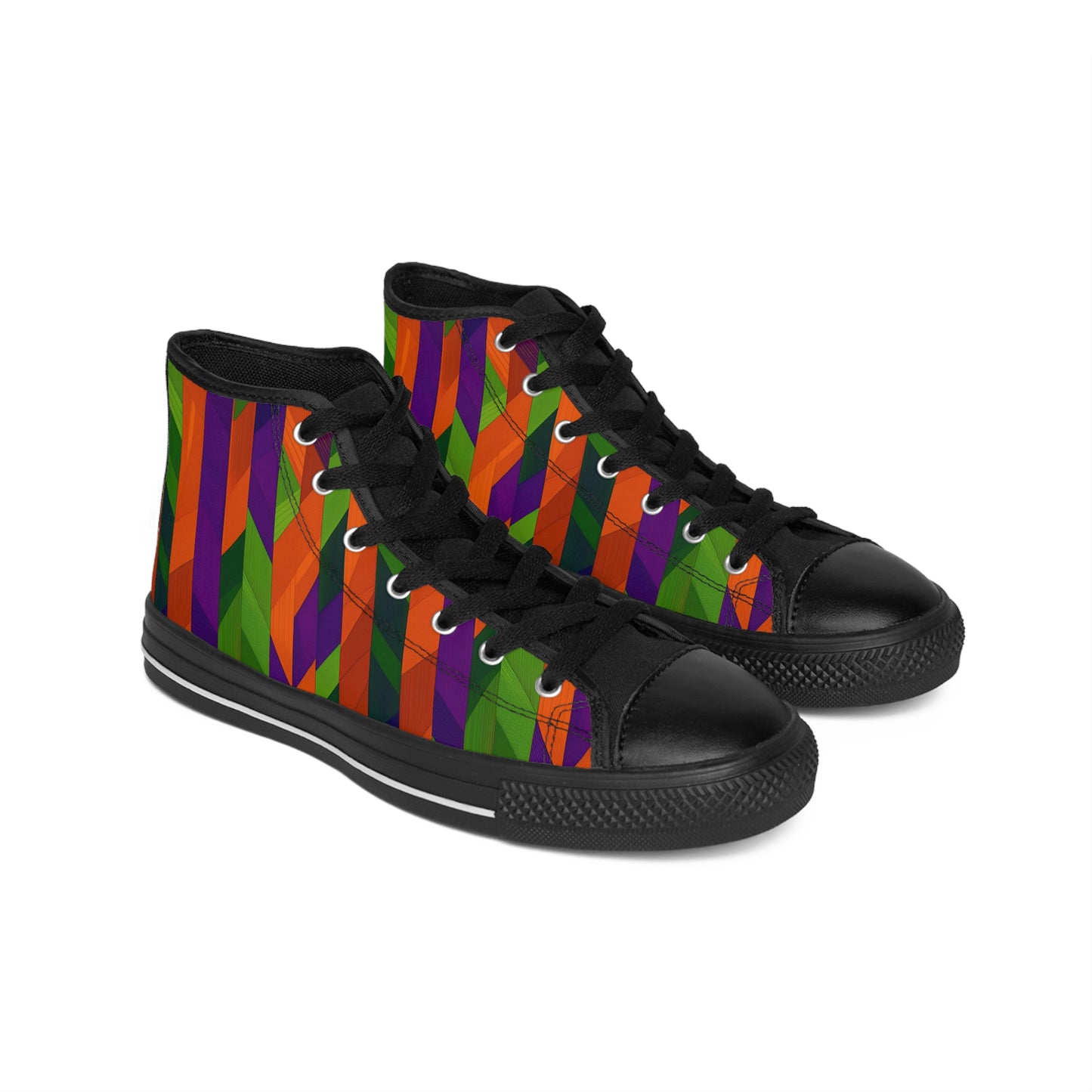 Halloween Colored Stripes - Women's Classic High Top Sneakers