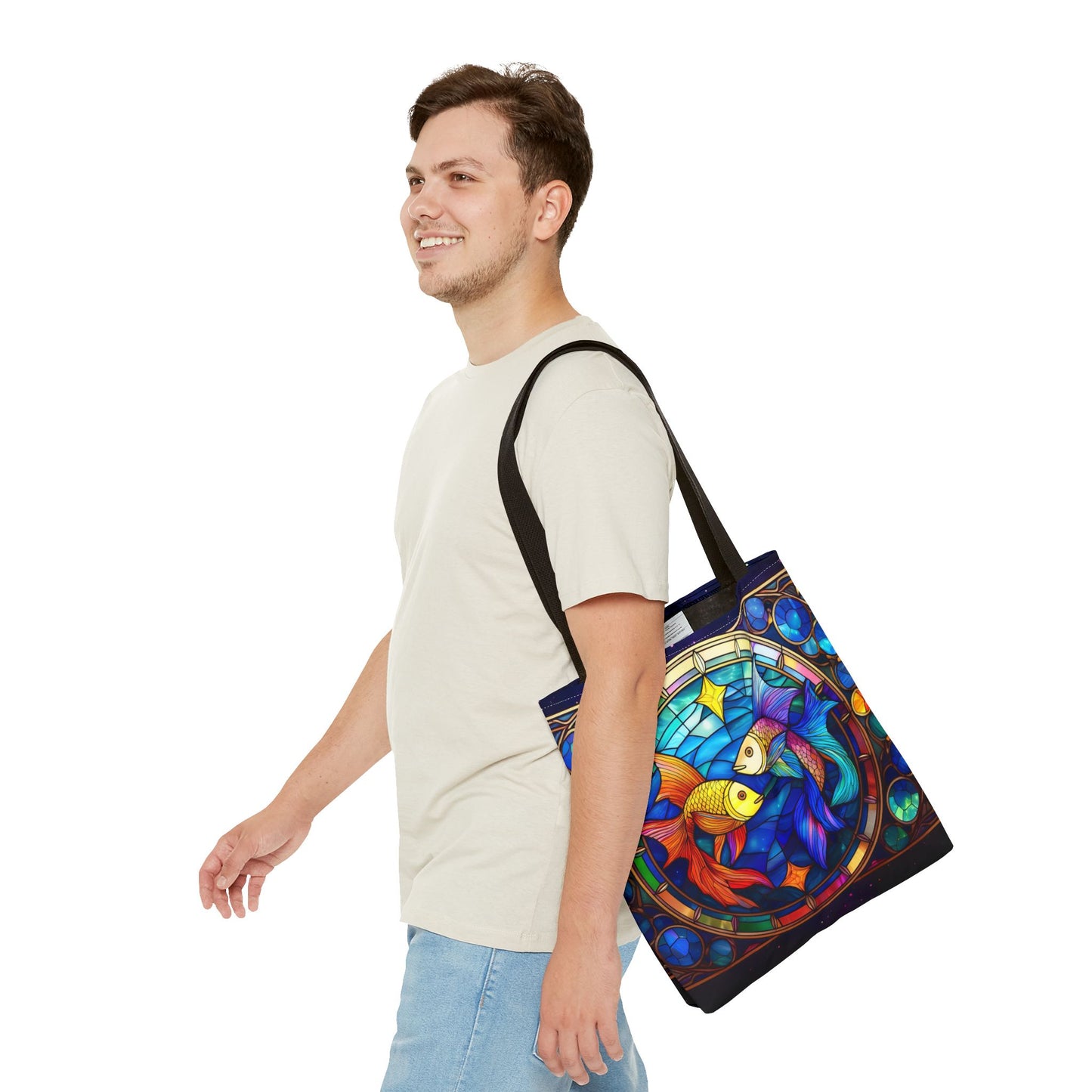 Pisces Fish Stained Glass Style Tote Bag (All Over Print)