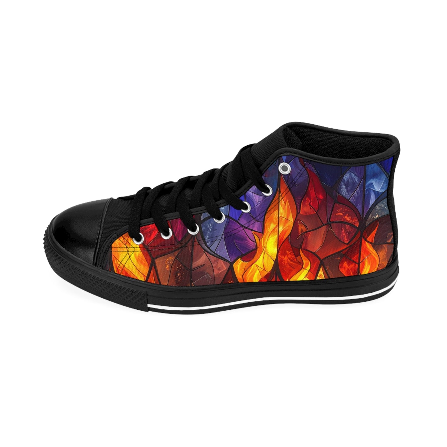 Stained Glass Flames - Women's Classic High Top Sneakers