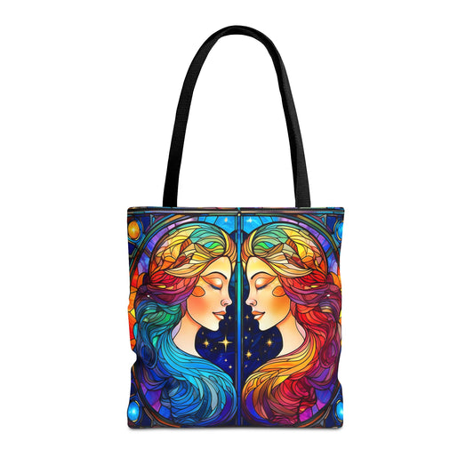 Gemini Twins Stained Glass Style Tote Bag (All Over Print)