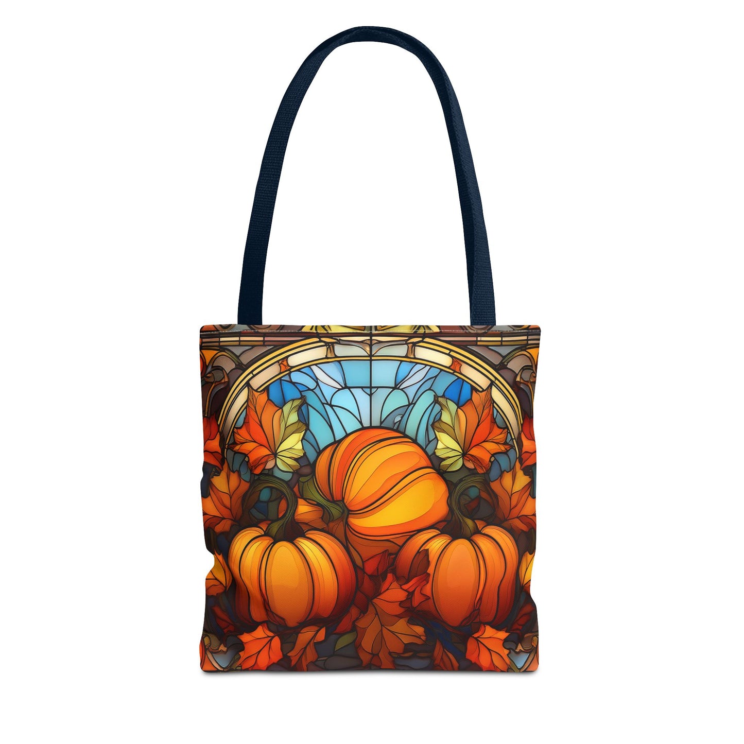 Fall Pumpkin Stained Glass Style Tote Bag