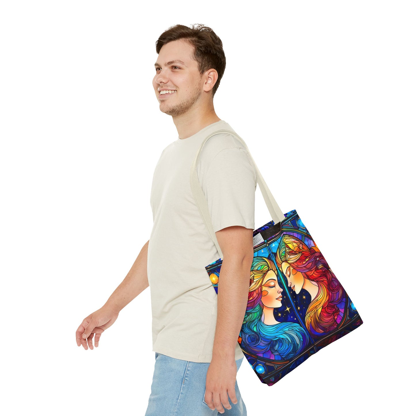 Gemini Twins Stained Glass Style Tote Bag (All Over Print)