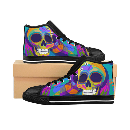 Psychedelic Skull - Women's Classic High Top Sneakers