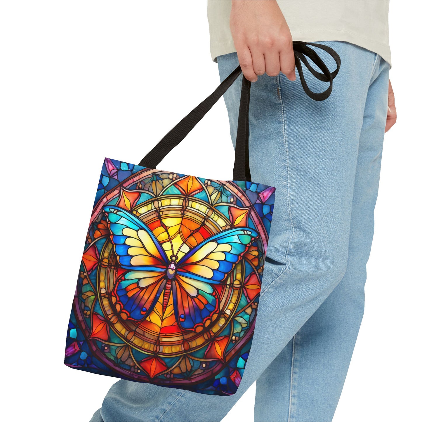 Stained Glass Butterfly Tote Bag