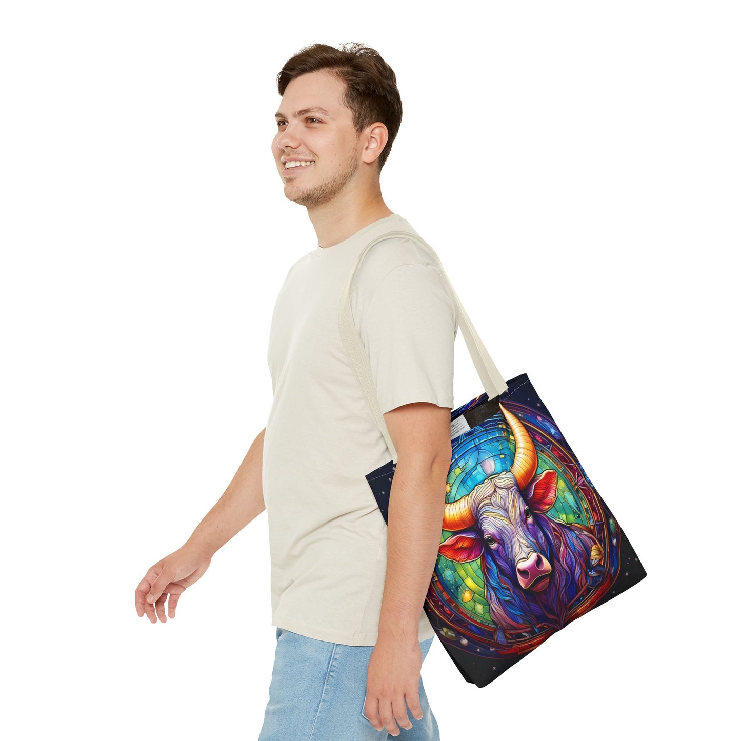Taurus Bull Stained Glass Style Tote Bag