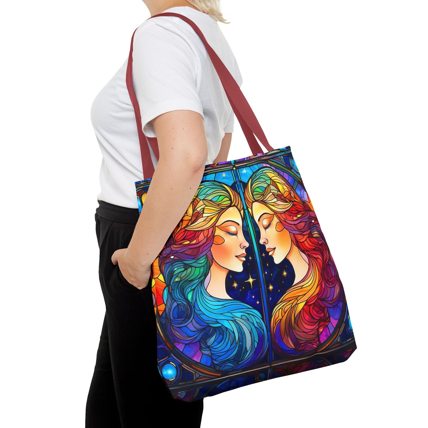 Gemini Twins Stained Glass Style Tote Bag (All Over Print)