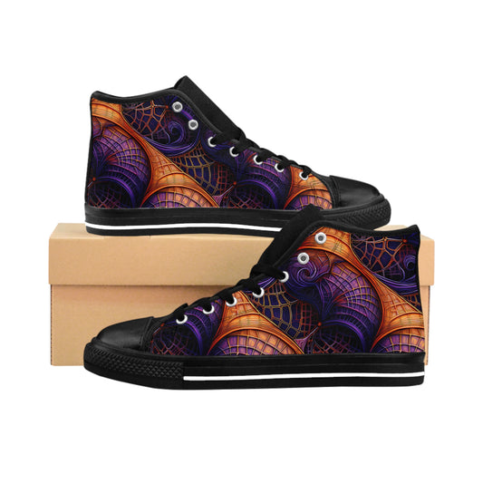Orange & Purple Spiderwebs - Women's Classic High Top Sneakers