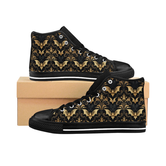 Damask Black and Gold Bats - Men's Classic High Top Sneakers