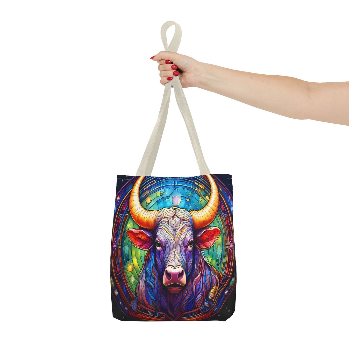 Taurus Bull Stained Glass Style Tote Bag