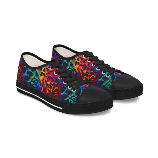 Neon Leopard Print - Women's Low Top Sneakers