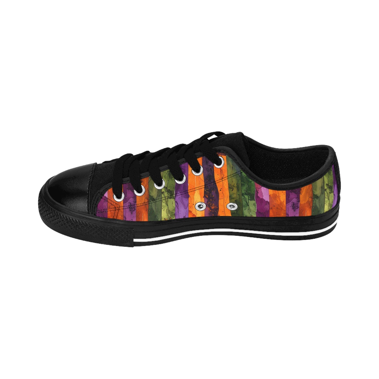 Halloween Watercolor Stripes - Women's Classic Low Top Sneakers