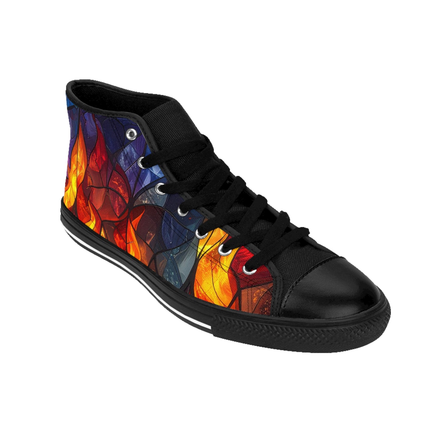 Stained Glass Flames - Women's Classic High Top Sneakers