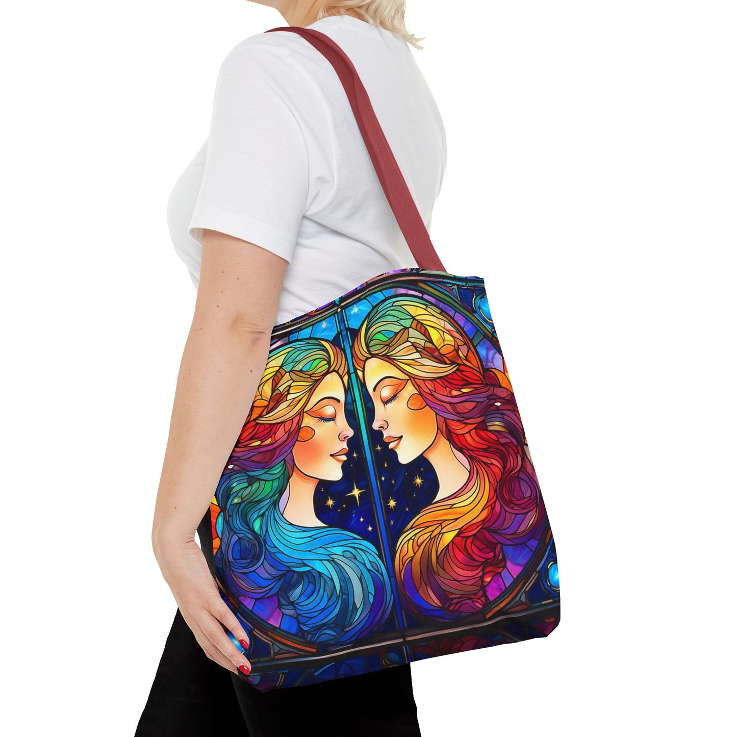Gemini Twins Stained Glass Style Tote Bag (All Over Print)