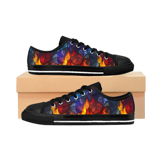Stained Glass Flames - Women's Classic Low Top Sneakers