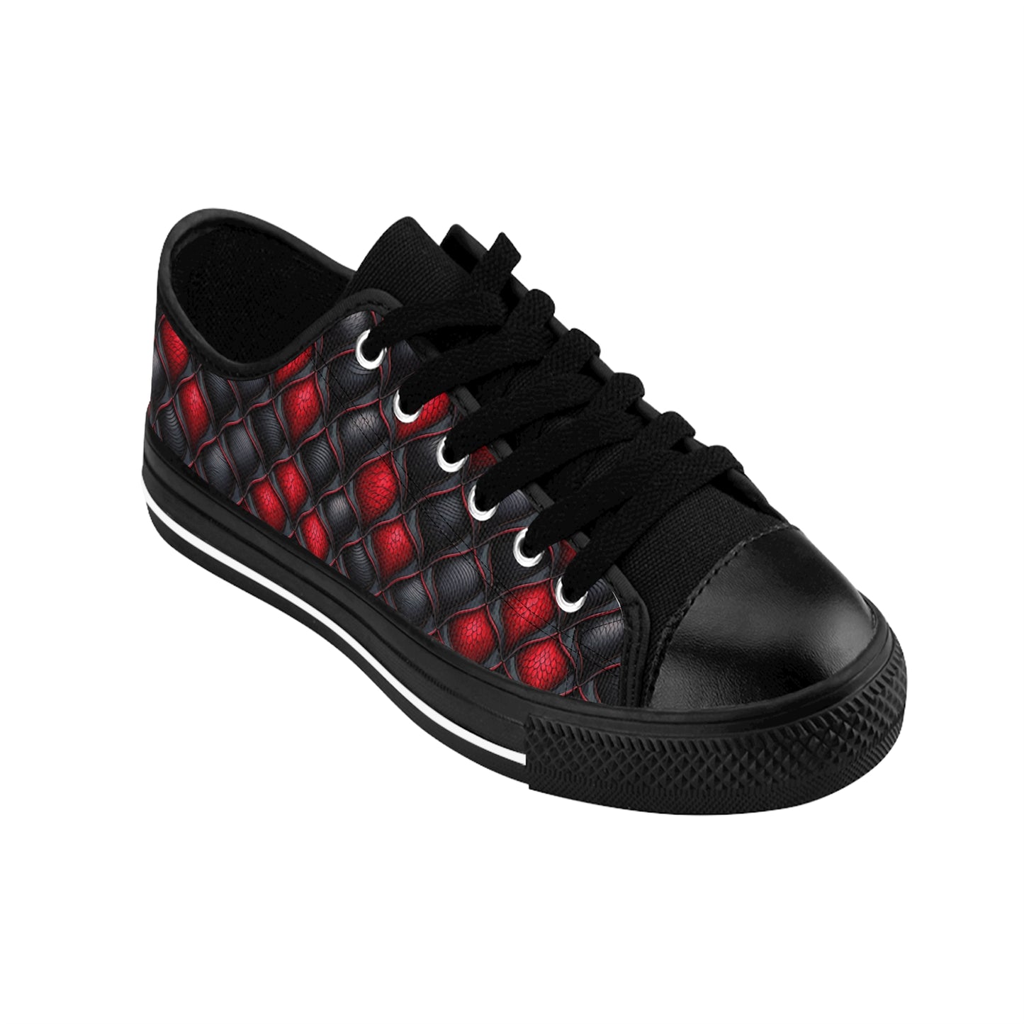 Black and Red Scales - Women's Classic Low Top Sneakers
