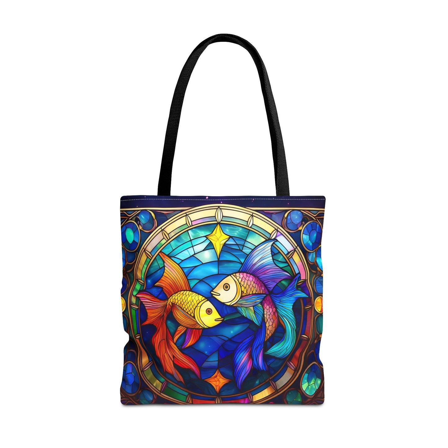 Pisces Fish Stained Glass Style Tote Bag (All Over Print)