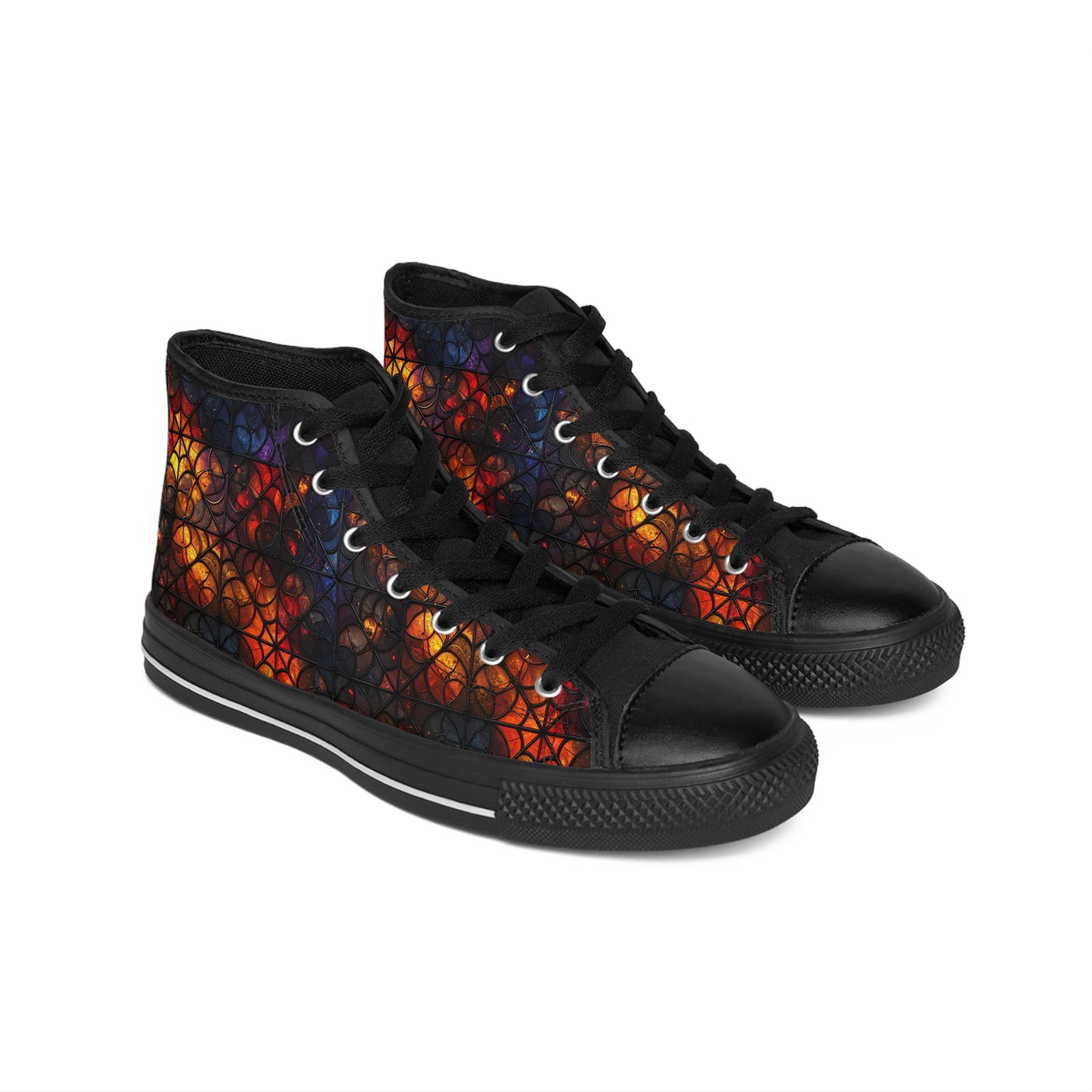 Stained Glass Spiderwebs - Women's Classic High Top Sneakers