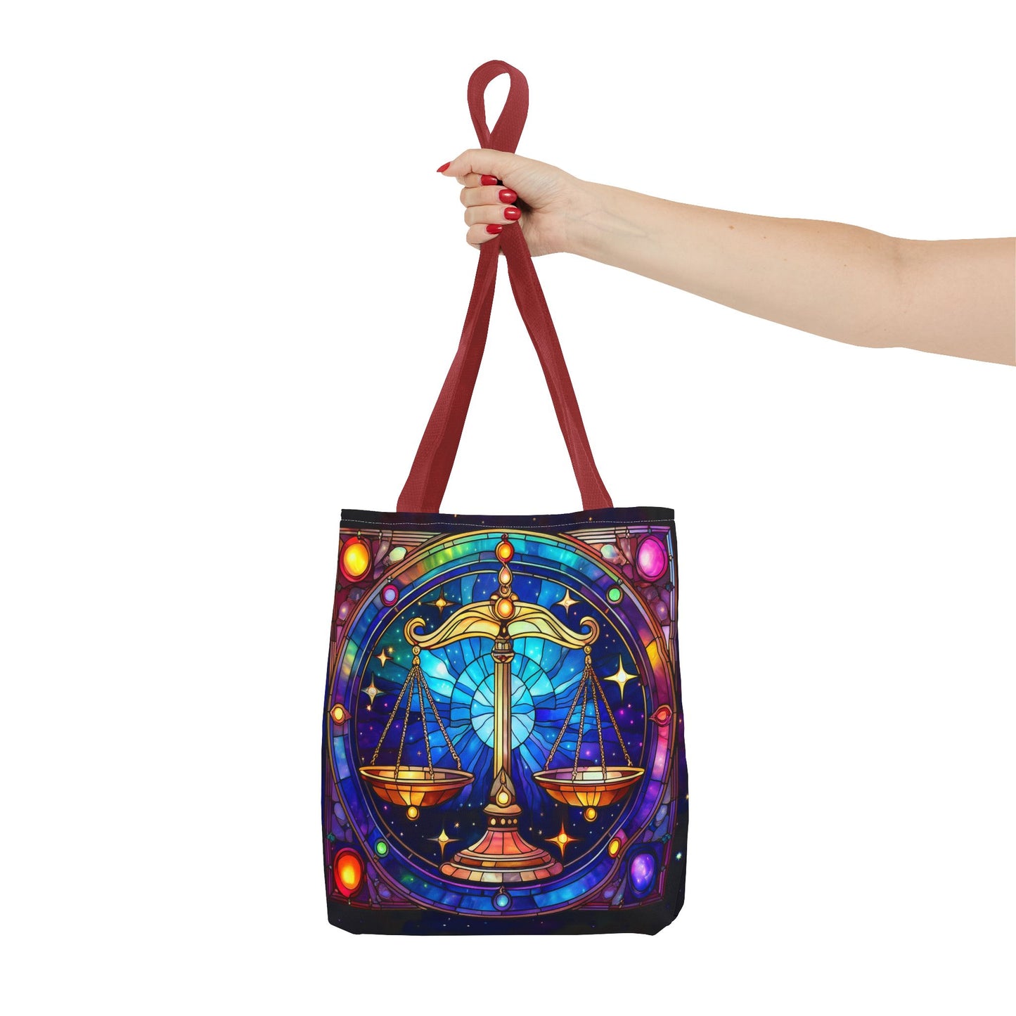 Libra Scales Stained Glass Style Tote Bag