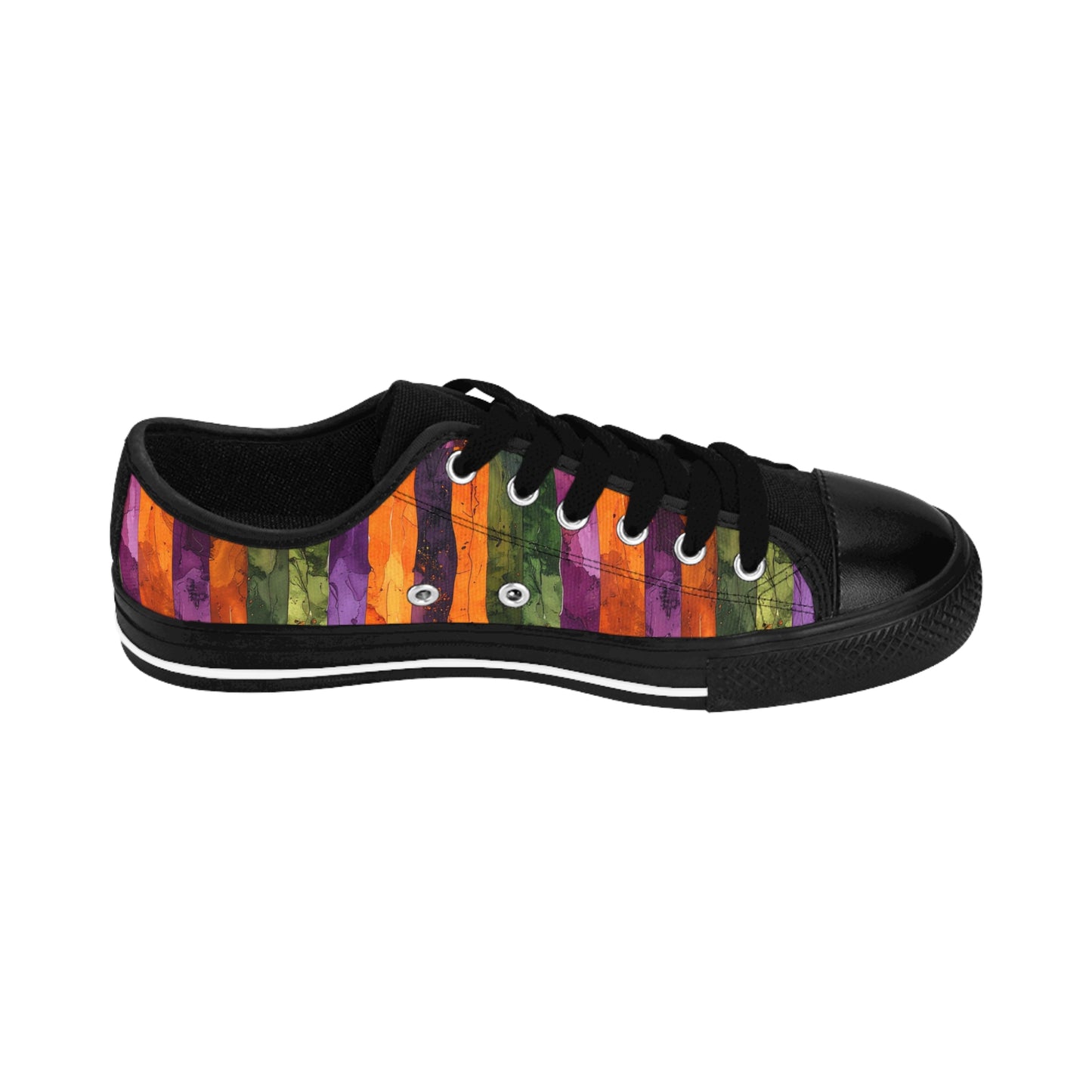Halloween Watercolor Stripes - Women's Classic Low Top Sneakers