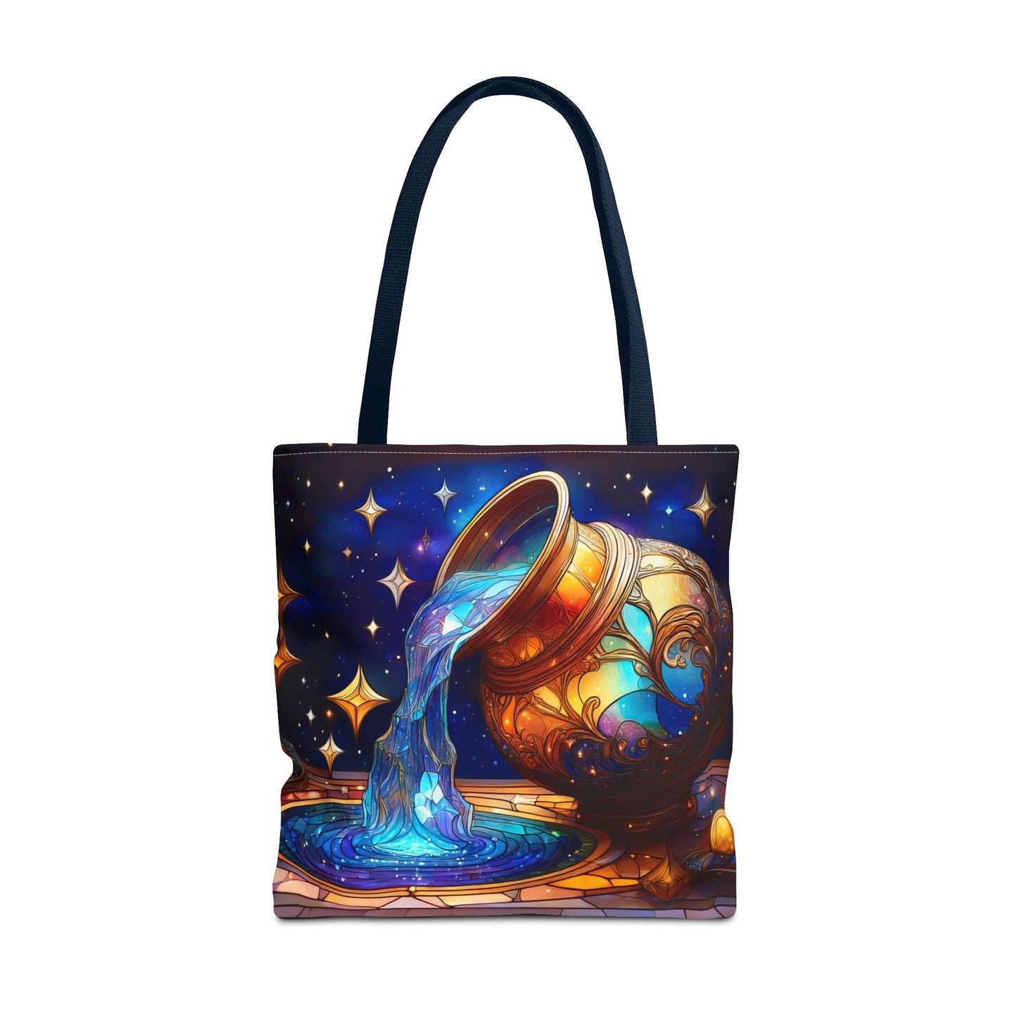 Aquarius - Water Bearer Stained Glass Style Tote Bag (All Over Print)