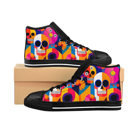 Bauhaus/Cubist Skull - Women's High Top Sneakers
