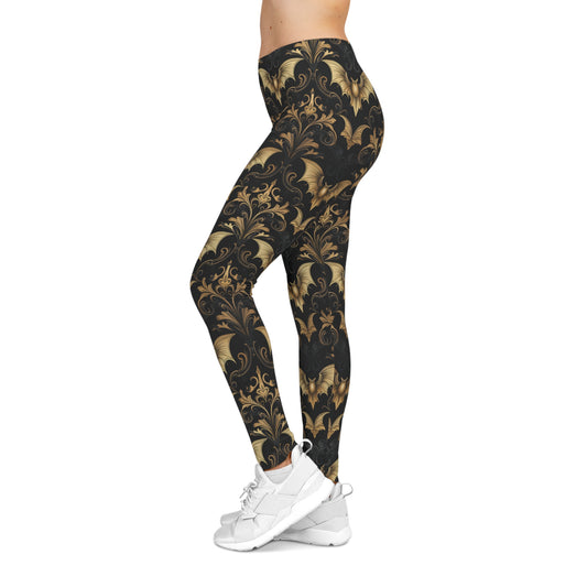 Art Deco Black and Gold Bat Leggings