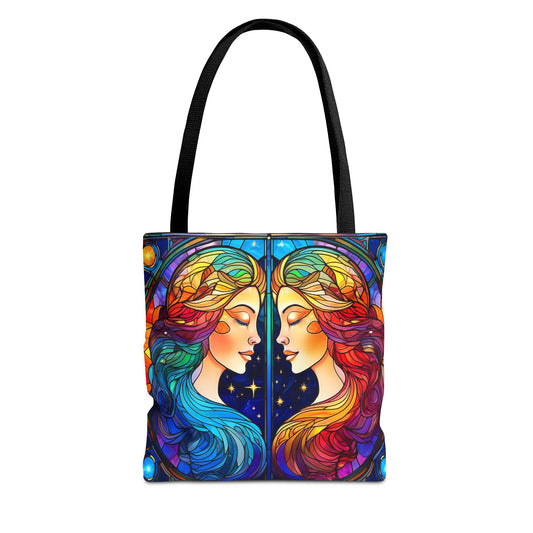 Gemini Twins Stained Glass Style Tote Bag (All Over Print)