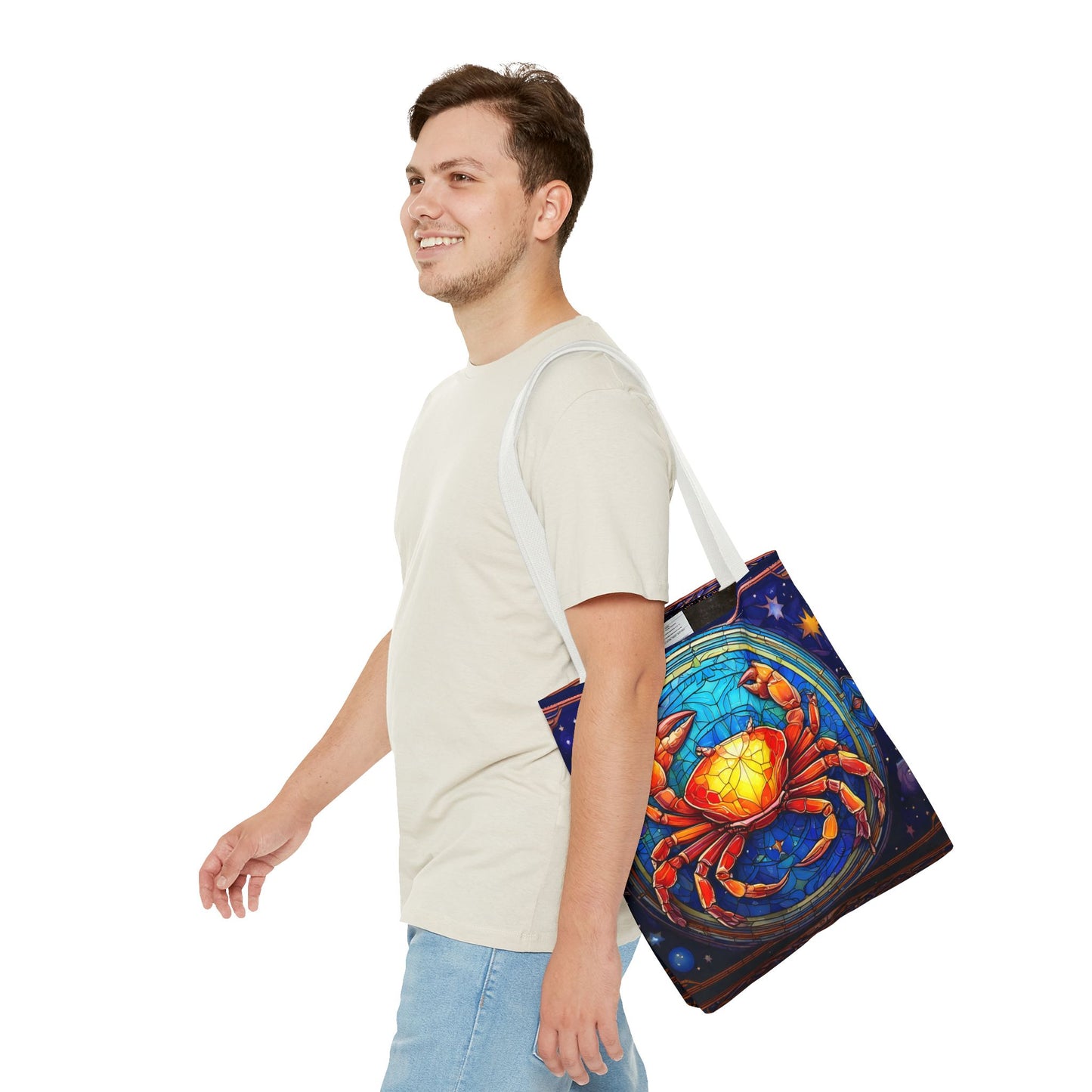 Cancer Crab Stained Glass Style Tote Bag (All Over Print)