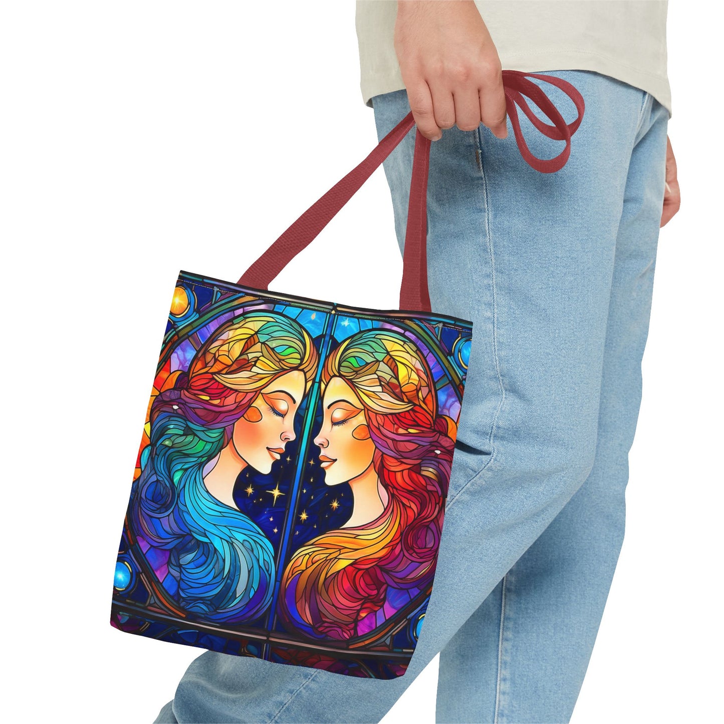 Gemini Twins Stained Glass Style Tote Bag (All Over Print)