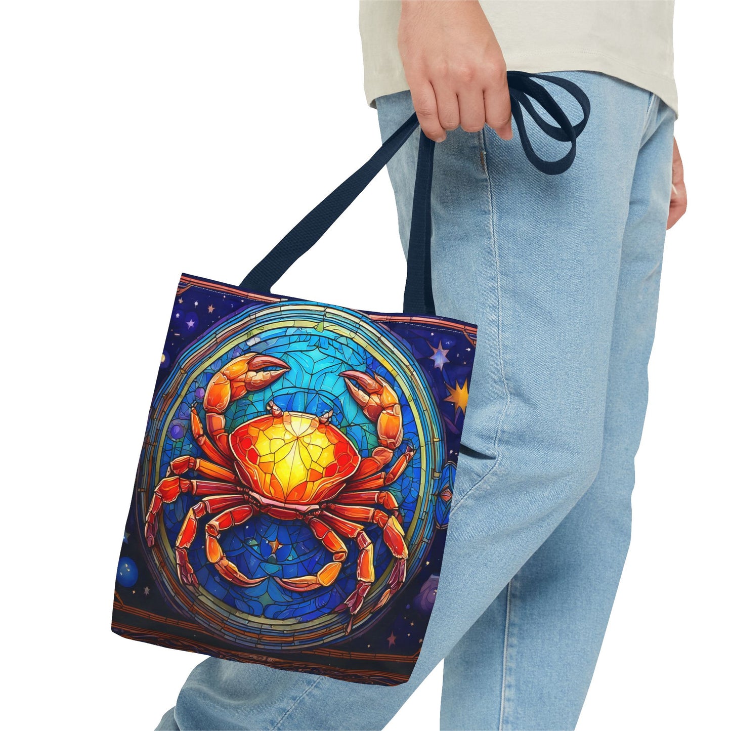 Cancer Crab Stained Glass Style Tote Bag (All Over Print)