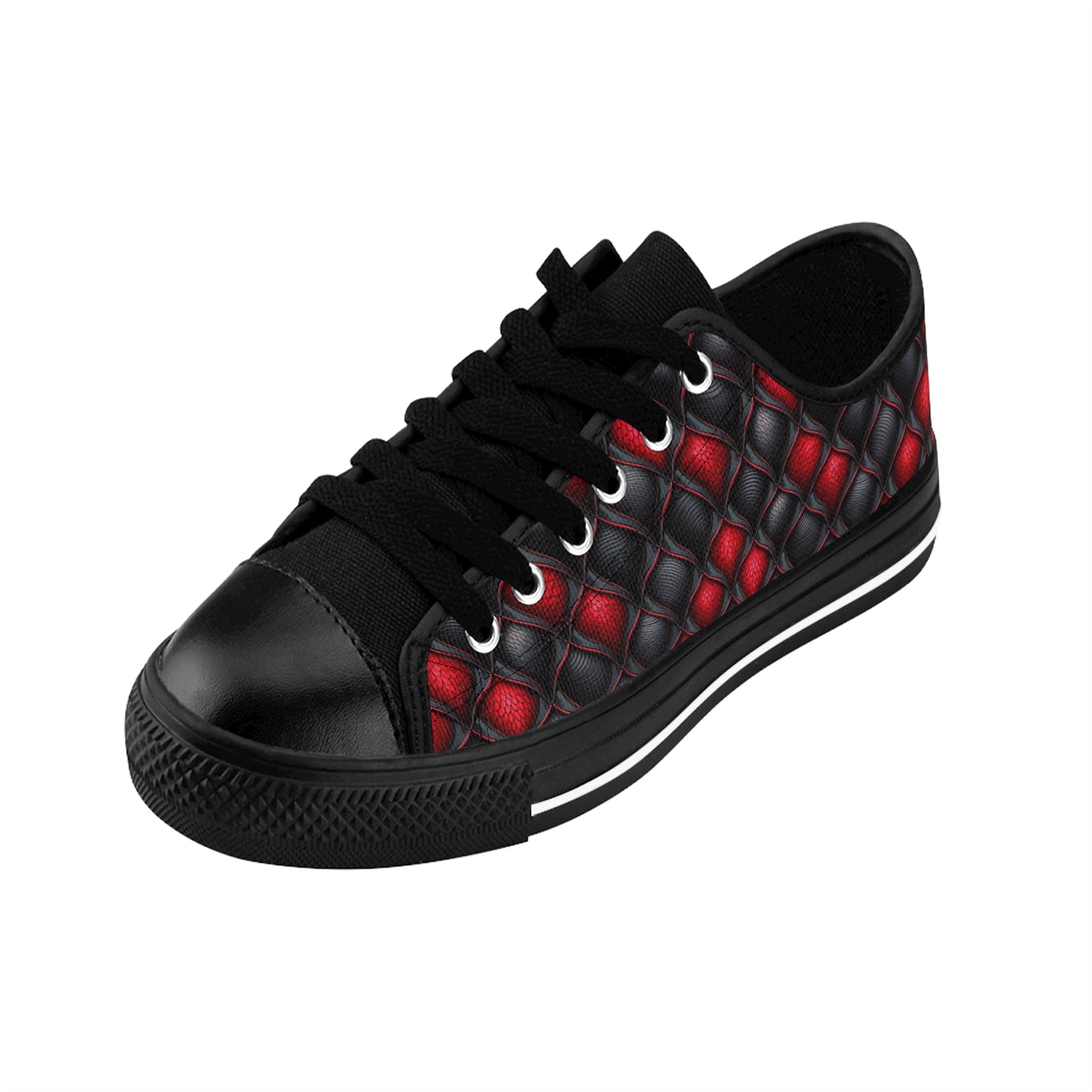 Black and Red Scales - Women's Classic Low Top Sneakers