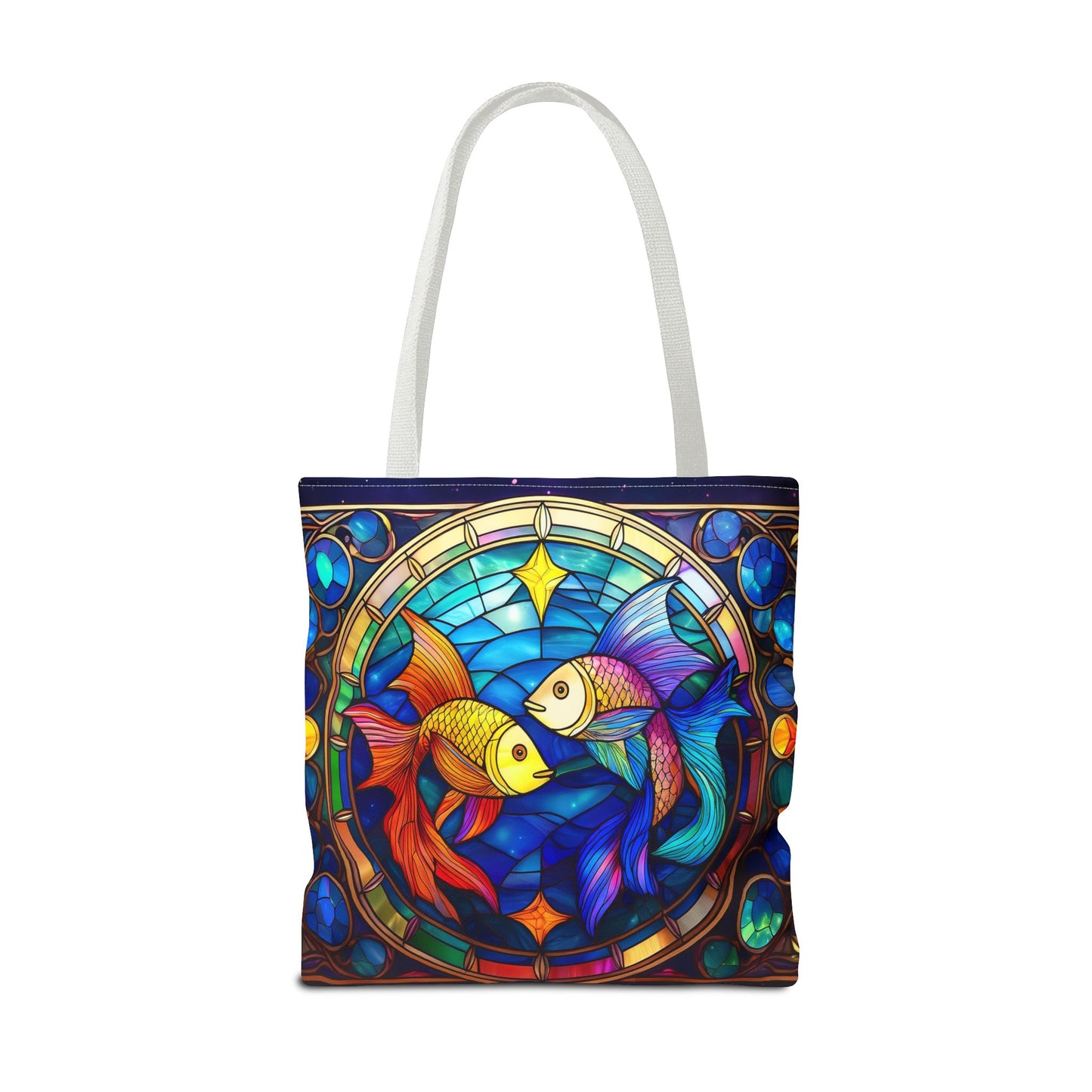 Pisces Fish Stained Glass Style Tote Bag (All Over Print)