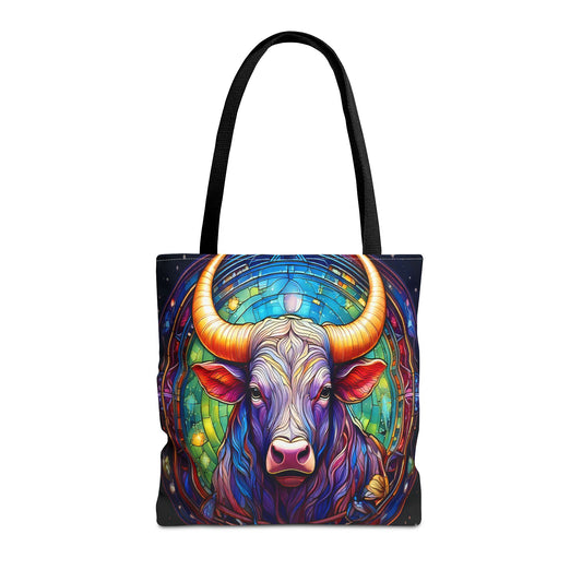 Taurus Bull Stained Glass Style Tote Bag