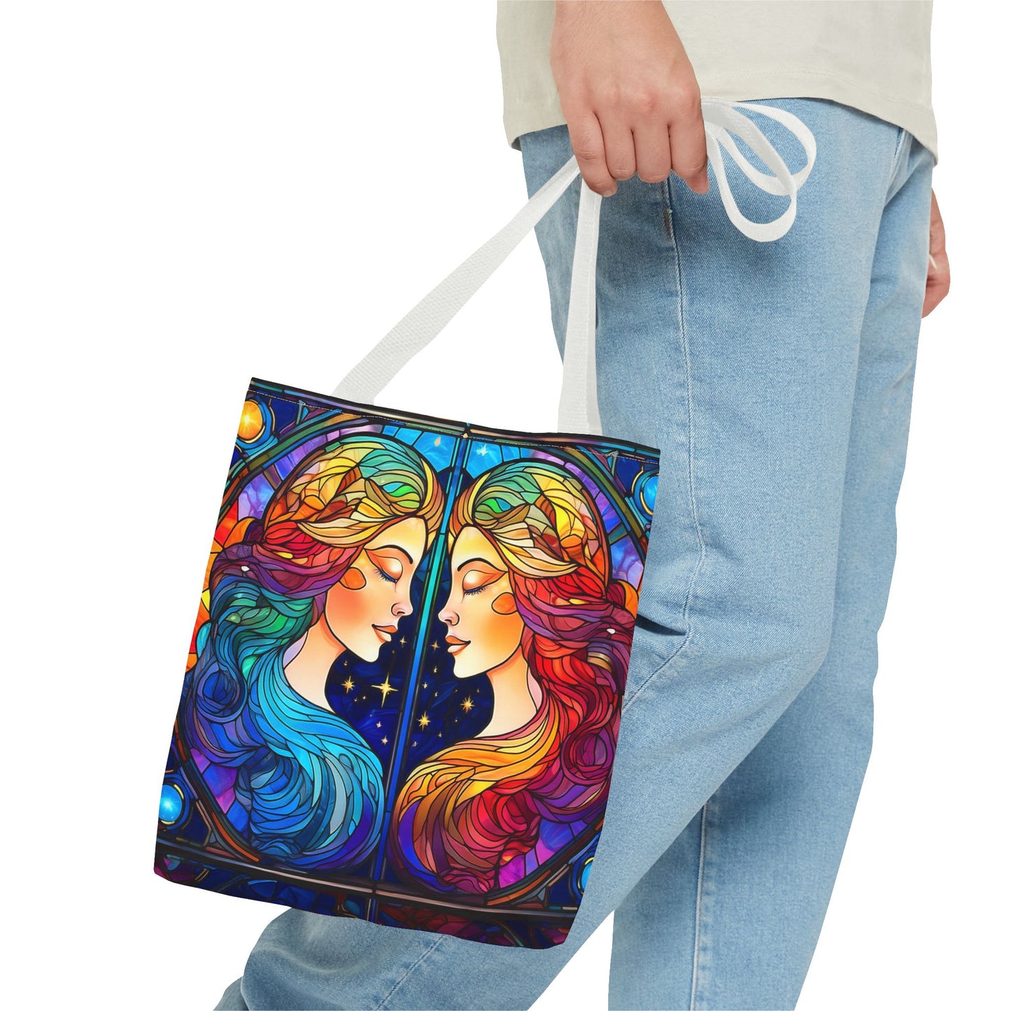 Gemini Twins Stained Glass Style Tote Bag (All Over Print)