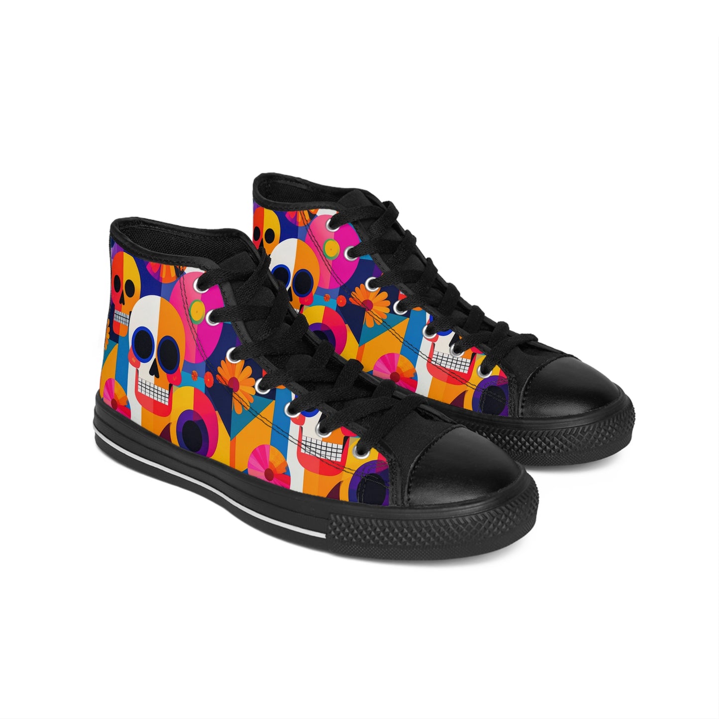 Bauhaus/Cubist Skull - Women's High Top Sneakers