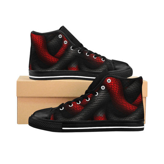 Red and Black Scales - Men's Classic High Top Sneakers