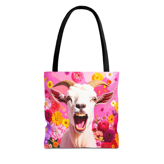 Vibrant Goat Floral Tote Bag