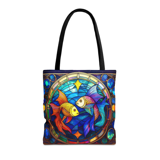 Pisces Fish Stained Glass Style Tote Bag (All Over Print)