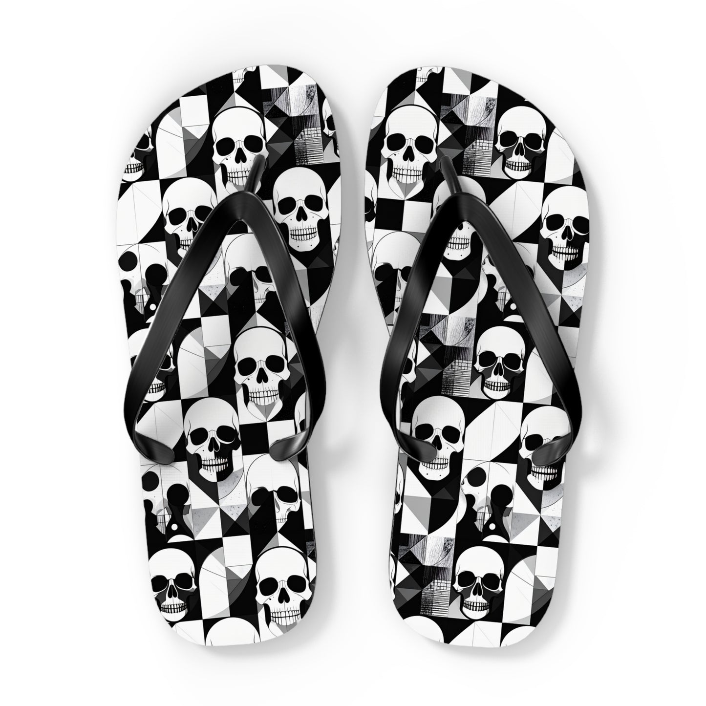 Skull Cubism Flip Flops