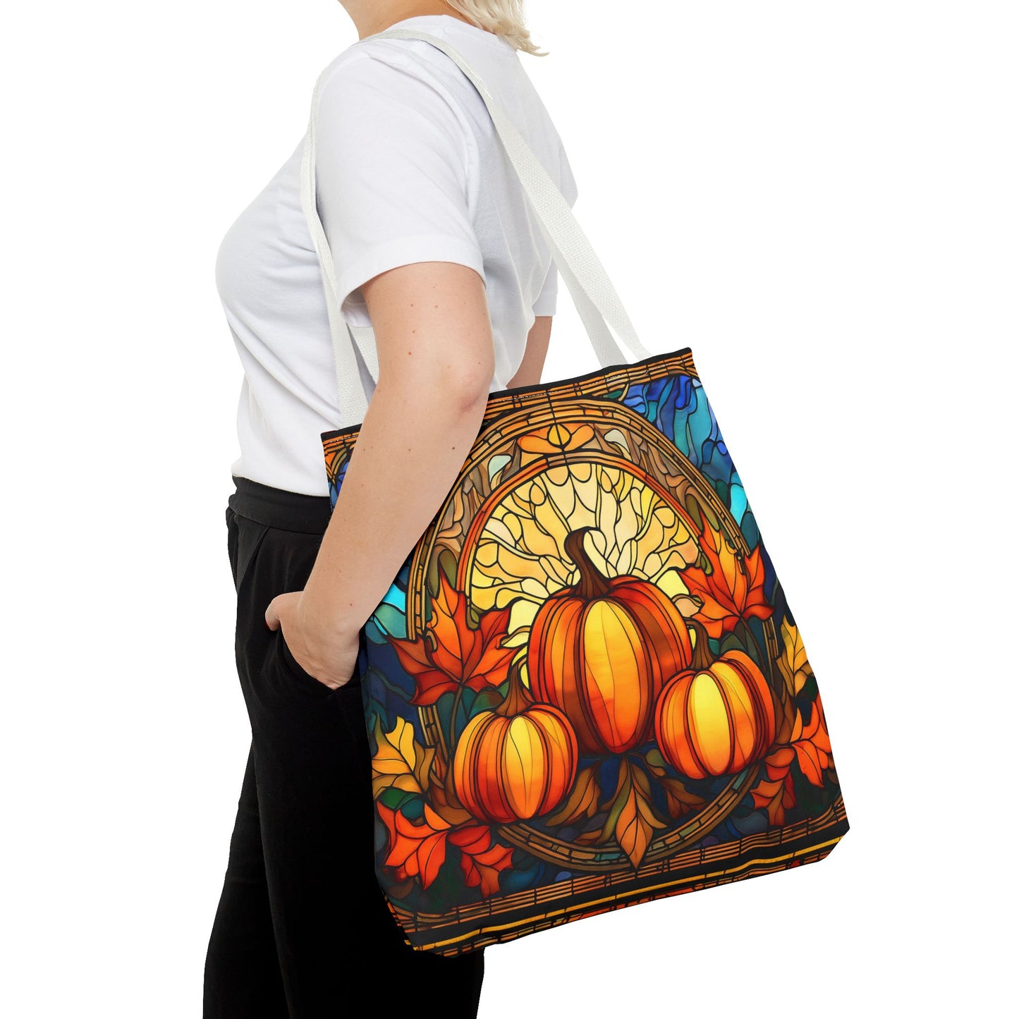 Stained Glass Style Pumpkins Tote Bag
