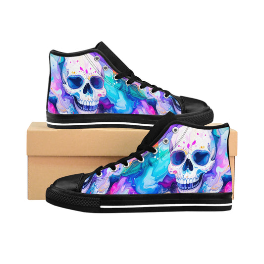 Colorful Skull Swirl - Women's Classic High Top Sneakers