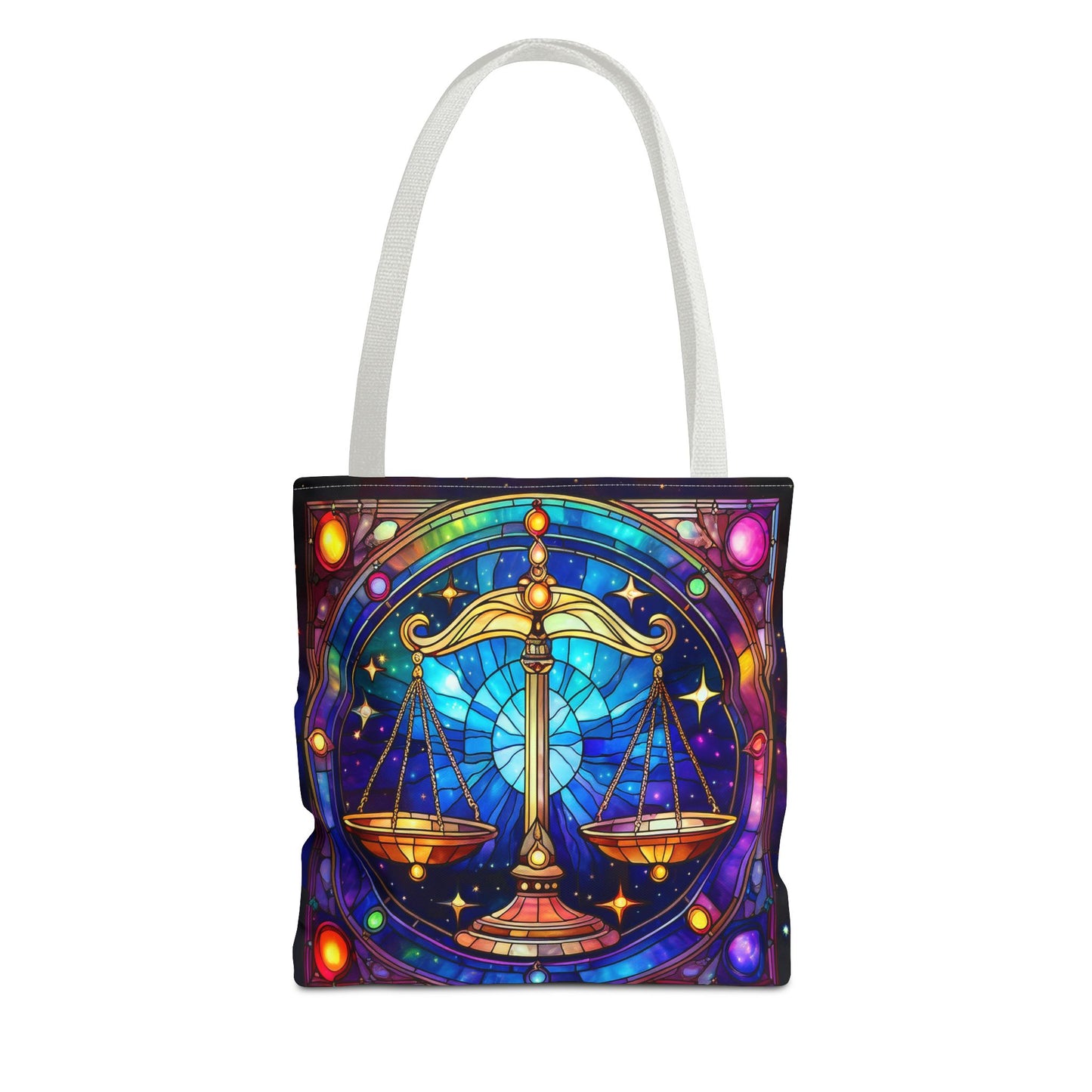 Libra Scales Stained Glass Style Tote Bag