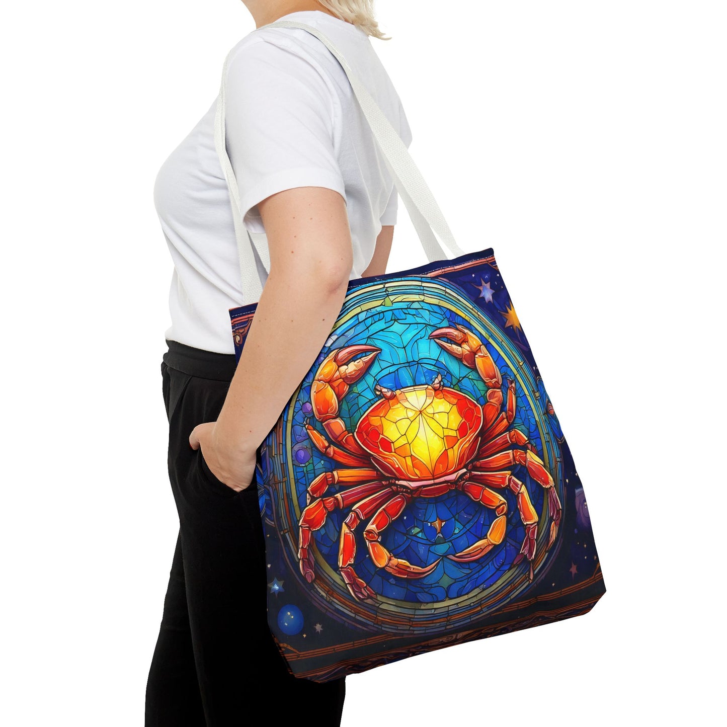 Cancer Crab Stained Glass Style Tote Bag (All Over Print)